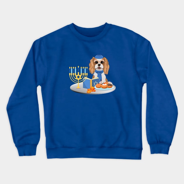 Hanukkah Blenheim Cavalier King Charles Spaniel Crewneck Sweatshirt by Cavalier Gifts